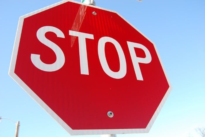 Photograph of a hexagonal STOP sign