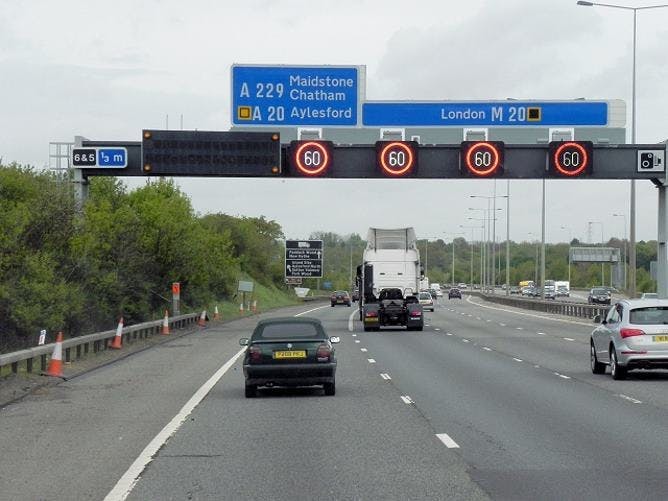 Temporary speed restrictions on the M20