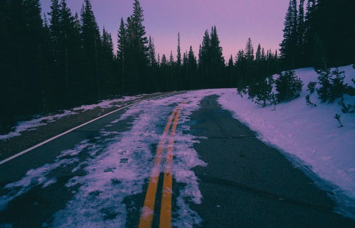 photograph of an icy road