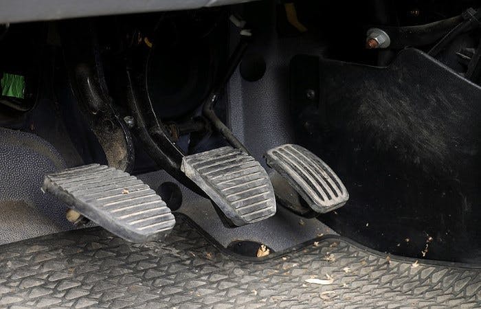 Foot pedals in a car