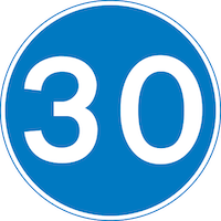 Minimum speed of 30mph road signs