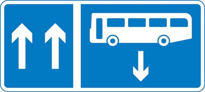Contraflow bus lanes road sign