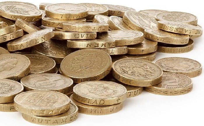 Pile of pound coins