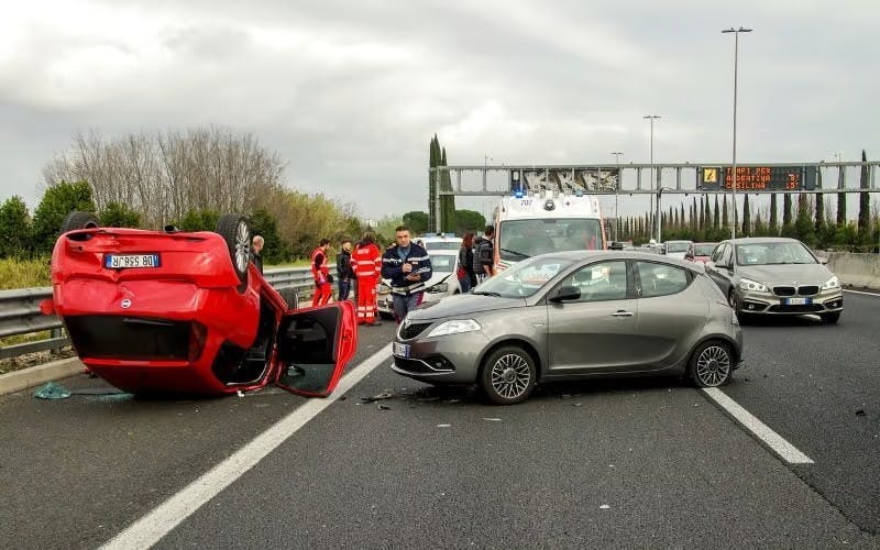 A car accident on a motorway
