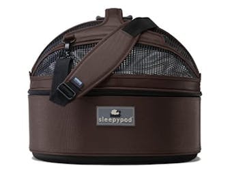 An image of a brown pet carrier bed 