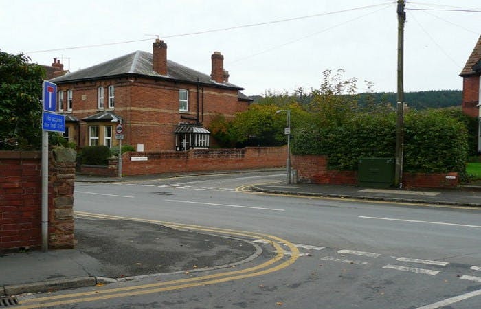 Empty staggered junction in Herefordshire