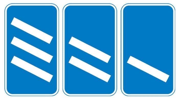 Three motorway countdown markers