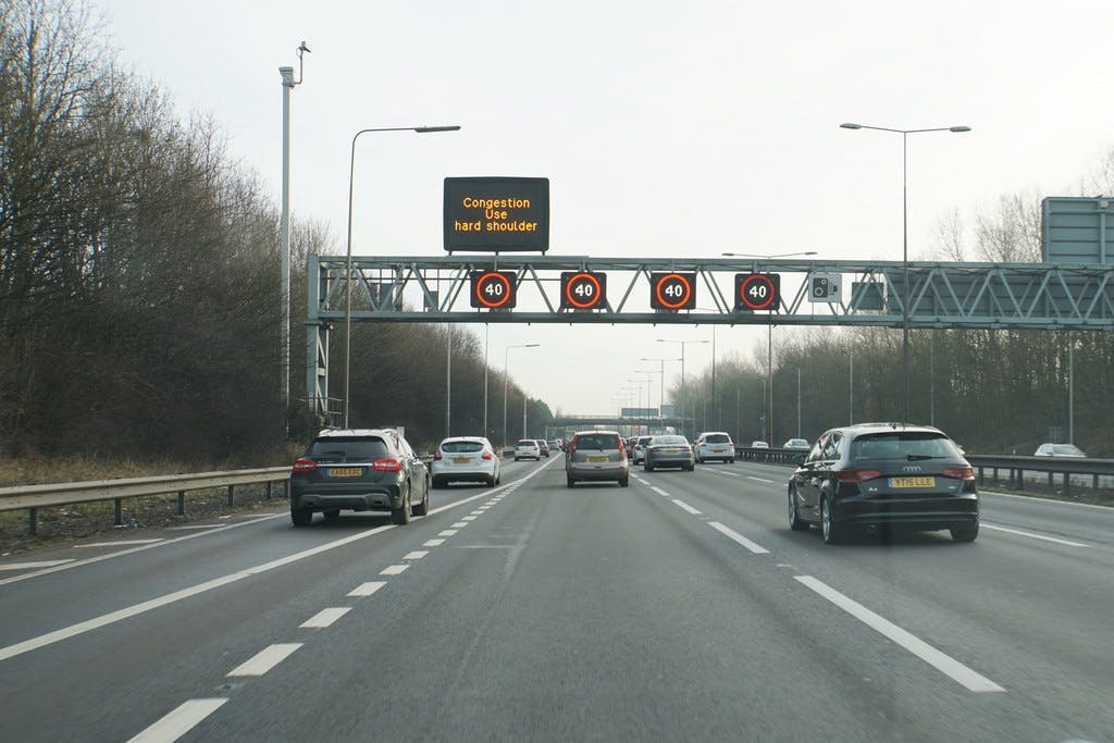 Photograph showing an open hard shoulder on a smart motorway