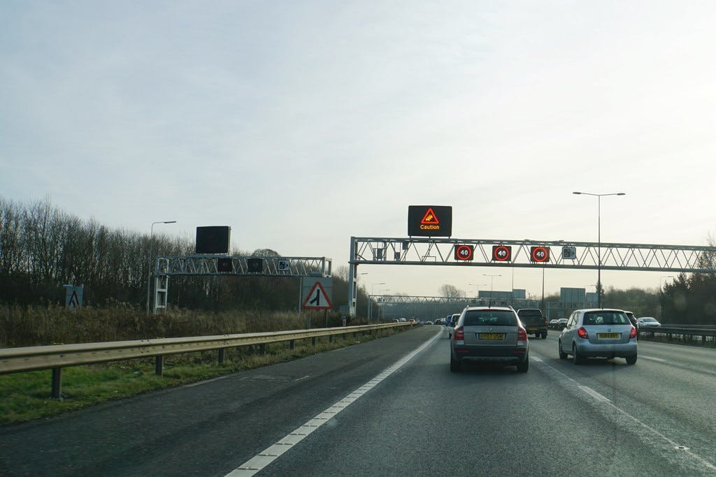 Closed smart motorway hard shoulder