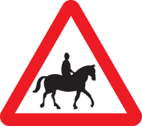 Accompanied horses or ponies warning sign
