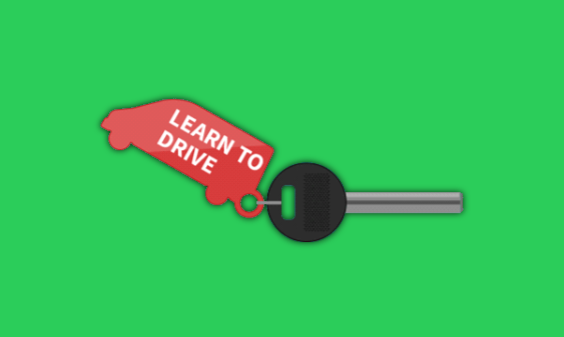 An illustration of a 'learn to drive' keyring.