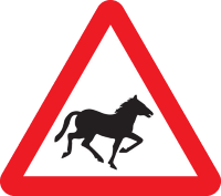 Wild horses or ponies warning sign
