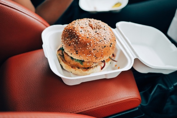 burger in a car