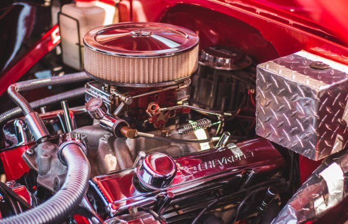 close-up-of-red-chevrolet-engine