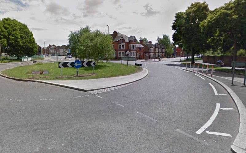 A view of a turbo roundabout in Bedford.